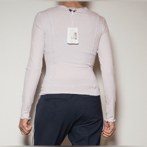 & Other Stories NWT Fitted Frill Edge Long Sleeve Top Pale Lilac S, M, L - Picture 4 of 6
